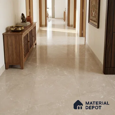 Marble Look Wall & Floor Tile TL 08187 Desert Taupe Endless 6 ft x 4 ft Vitrified Glossy Finish - 9 mm | Adhesive and Spacers Must be Used During Installation