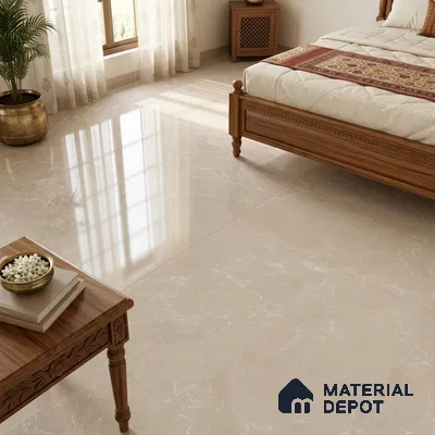 Marble Look Wall & Floor Tile TL 08187 Desert Taupe Endless 6 ft x 4 ft Vitrified Glossy Finish - 9 mm | Adhesive and Spacers Must be Used During Installation