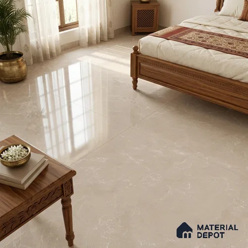 Marble Look Wall & Floor Tile TL 08187 Desert Taupe Endless 6 ft x 4 ft Vitrified Glossy Finish - 9 mm | Adhesive and Spacers Must be Used During Installation