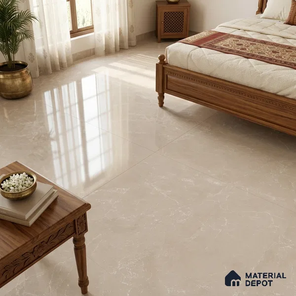 Marble Look Wall & Floor Tile TL 08187 Desert Taupe Endless 6 ft x 4 ft Vitrified Glossy Finish - 9 mm | Adhesive and Spacers Must be Used During Installation