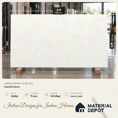 Marble Look Floor & Wall Tile TL 08190 C DG Soft Cloud Blanco Endless 6 ft x 4 ft Vitrified Matte Finish - 9 mm | Adhesive and Spacers Must be Used During Installation