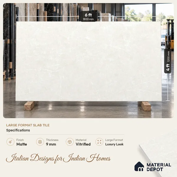 Marble Look Floor & Wall Tile TL 08190 C DG Soft Cloud Blanco Endless 6 ft x 4 ft Vitrified Matte Finish - 9 mm | Adhesive and Spacers Must be Used During Installation