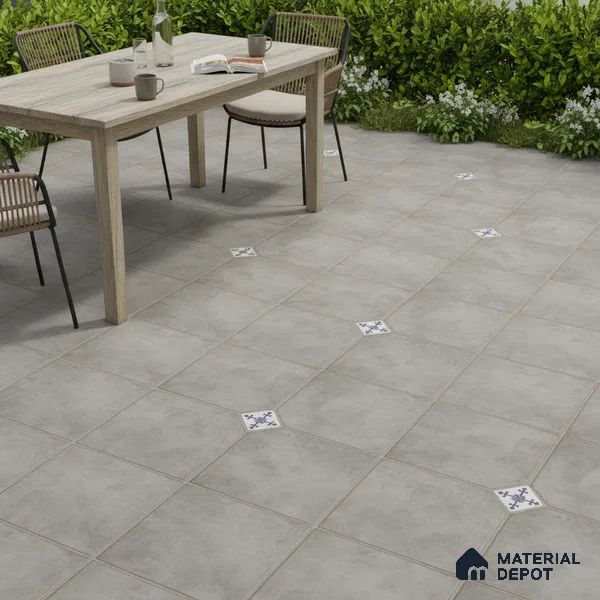 Parking Stone Floor Tile TL 08192 B Castle Gris 16 inch x 16 inch | Vitrified Anti Skid Matte Finish Heavy Duty Tile - 12 mm | Suitable For High Traffic Areas, Parking, Balcony | Pattern Alignment May Vary | 2-3 mm Spacer is Mandatory