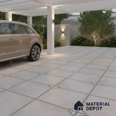 Parking Stone Floor Tile TL 08192 C Castle Ice 16 inch x 16 inch | Vitrified Anti Skid Matte Finish Heavy Duty Tile - 12 mm | Suitable For High Traffic Areas, Parking, Balcony | Pattern Alignment May Vary | 2-3 mm Spacer is Mandatory (Sample)