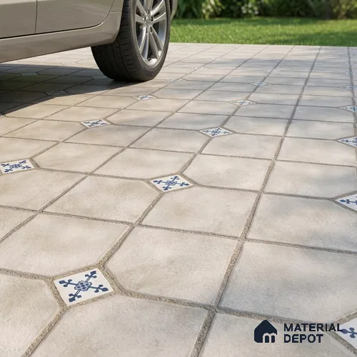 Parking Stone Floor Tile TL 08192 C Castle Ice 16 inch x 16 inch | Vitrified Anti Skid Matte Finish Heavy Duty Tile - 12 mm | Suitable For High Traffic Areas, Parking, Balcony | Pattern Alignment May Vary | 2-3 mm Spacer is Mandatory