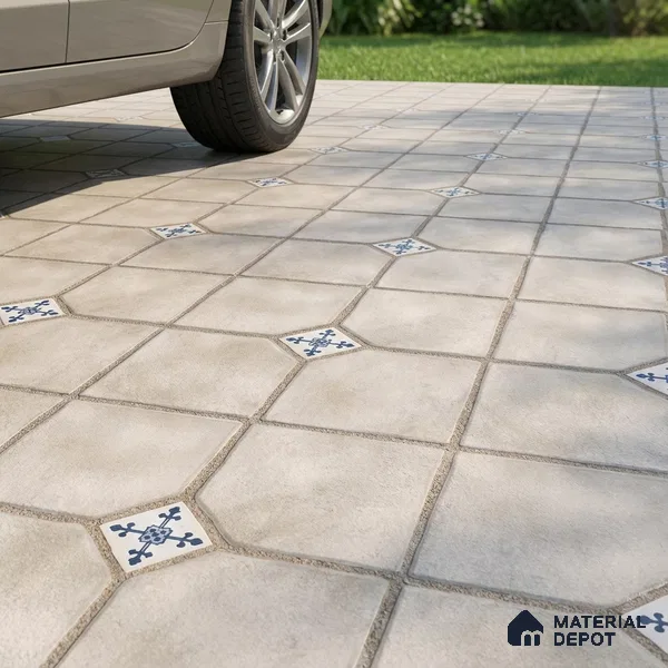 Parking Stone Floor Tile TL 08192 C Castle Ice 16 inch x 16 inch | Vitrified Anti Skid Matte Finish Heavy Duty Tile - 12 mm | Suitable For High Traffic Areas, Parking, Balcony | Pattern Alignment May Vary | 2-3 mm Spacer is Mandatory (Sample)