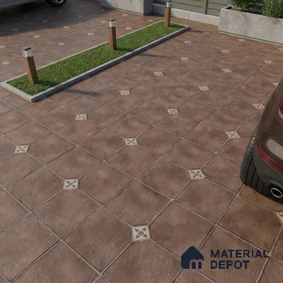 Parking Stone Floor Tile TL 08192 D Castle Moka 16 inch x 16 inch | Vitrified Anti Skid Matte Finish Heavy Duty Tile - 12 mm | Suitable For High Traffic Areas, Parking, Balcony | Pattern Alignment May Vary | 2-3 mm Spacer is Mandatory