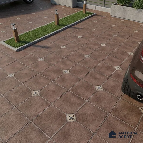 Parking Stone Floor Tile TL 08192 D Castle Moka 16 inch x 16 inch | Vitrified Anti Skid Matte Finish Heavy Duty Tile - 12 mm | Suitable For High Traffic Areas, Parking, Balcony | Pattern Alignment May Vary | 2-3 mm Spacer is Mandatory