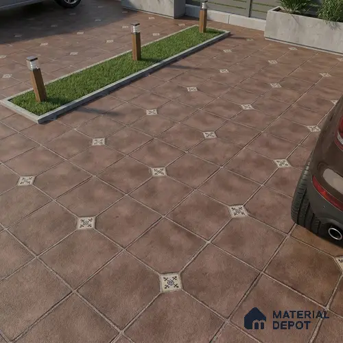 Parking Stone Floor Tile TL 08192 D Castle Moka 16 inch x 16 inch | Vitrified Anti Skid Matte Finish Heavy Duty Tile - 12 mm | Suitable For High Traffic Areas, Parking, Balcony | Pattern Alignment May Vary | 2-3 mm Spacer is Mandatory