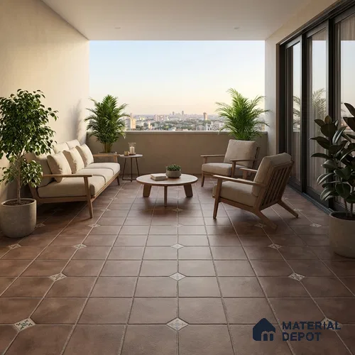 Parking Stone Floor Tile TL 08192 D Castle Moka 16 inch x 16 inch | Vitrified Anti Skid Matte Finish Heavy Duty Tile - 12 mm | Suitable For High Traffic Areas, Parking, Balcony | Pattern Alignment May Vary | 2-3 mm Spacer is Mandatory