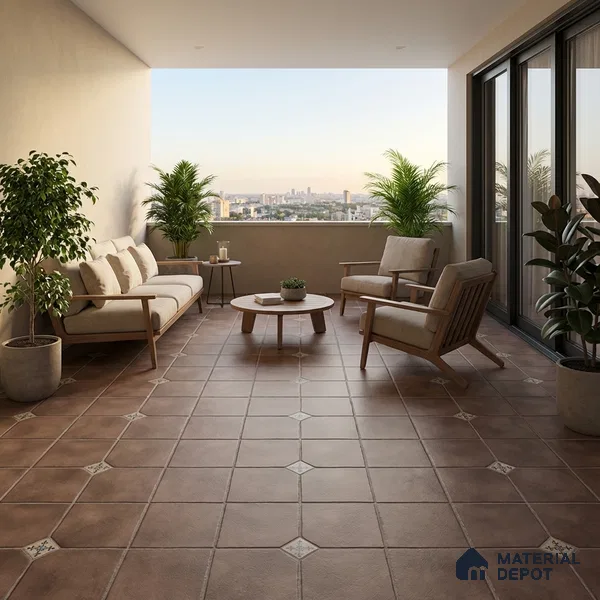 Parking Stone Floor Tile TL 08192 D Castle Moka 16 inch x 16 inch | Vitrified Anti Skid Matte Finish Heavy Duty Tile - 12 mm | Suitable For High Traffic Areas, Parking, Balcony | Pattern Alignment May Vary | 2-3 mm Spacer is Mandatory