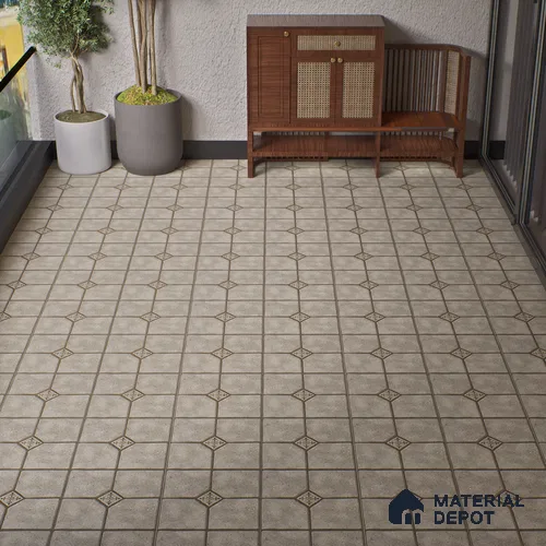 Parking Stone Floor Tile TL 08192 E Castle Terrazo 16 inch x 16 inch | Vitrified Anti Skid Matte Finish Heavy Duty Tile - 12 mm | Suitable For High Traffic Areas, Parking, Balcony | Pattern Alignment May Vary | 2-3 mm Spacer is Mandatory