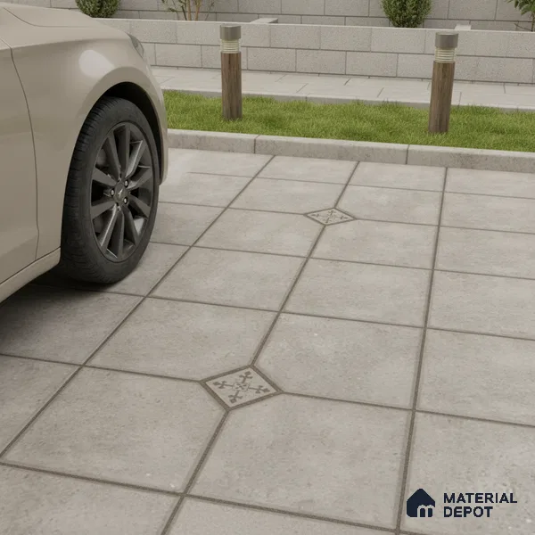Parking Stone Floor Tile TL 08192 E Castle Terrazo 16 inch x 16 inch | Vitrified Anti Skid Matte Finish Heavy Duty Tile - 12 mm | Suitable For High Traffic Areas, Parking, Balcony | Pattern Alignment May Vary | 2-3 mm Spacer is Mandatory