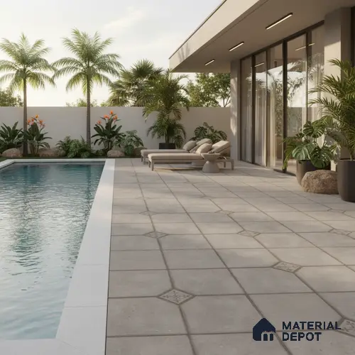 Parking Stone Floor Tile TL 08192 E Castle Terrazo 16 inch x 16 inch | Vitrified Anti Skid Matte Finish Heavy Duty Tile - 12 mm | Suitable For High Traffic Areas, Parking, Balcony | Pattern Alignment May Vary | 2-3 mm Spacer is Mandatory