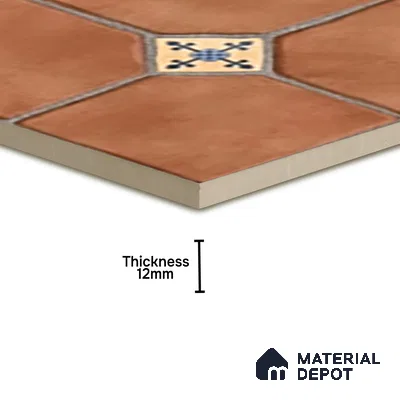 Parking Stone Floor Tile TL 08192 Castle Cotto 16 inch x 16 inch | Vitrified Anti Skid Matte Finish Heavy Duty Tile - 12 mm | Suitable For High Traffic Areas, Parking, Balcony | Pattern Alignment May Vary | 2-3 mm Spacer is Mandatory