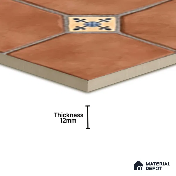Parking Stone Floor Tile TL 08192 Castle Cotto 16 inch x 16 inch | Vitrified Anti Skid Matte Finish Heavy Duty Tile - 12 mm | Suitable For High Traffic Areas, Parking, Balcony | Pattern Alignment May Vary | 2-3 mm Spacer is Mandatory