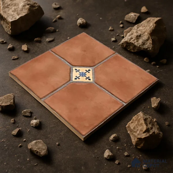 Parking Stone Floor Tile TL 08192 Castle Cotto 16 inch x 16 inch | Vitrified Anti Skid Matte Finish Heavy Duty Tile - 12 mm | Suitable For High Traffic Areas, Parking, Balcony | Pattern Alignment May Vary | 2-3 mm Spacer is Mandatory