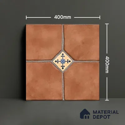 Parking Stone Floor Tile TL 08192 Castle Cotto 16 inch x 16 inch | Vitrified Anti Skid Matte Finish Heavy Duty Tile - 12 mm | Suitable For High Traffic Areas, Parking, Balcony | Pattern Alignment May Vary | 2-3 mm Spacer is Mandatory