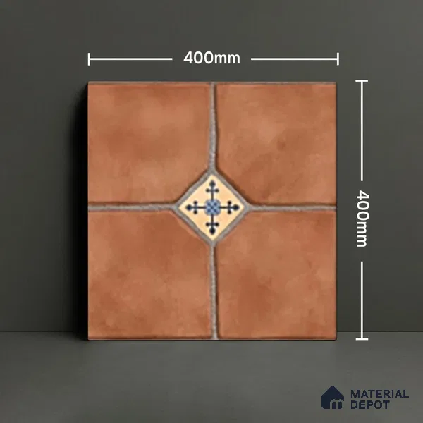 Parking Stone Floor Tile TL 08192 Castle Cotto 16 inch x 16 inch | Vitrified Anti Skid Matte Finish Heavy Duty Tile - 12 mm | Suitable For High Traffic Areas, Parking, Balcony | Pattern Alignment May Vary | 2-3 mm Spacer is Mandatory