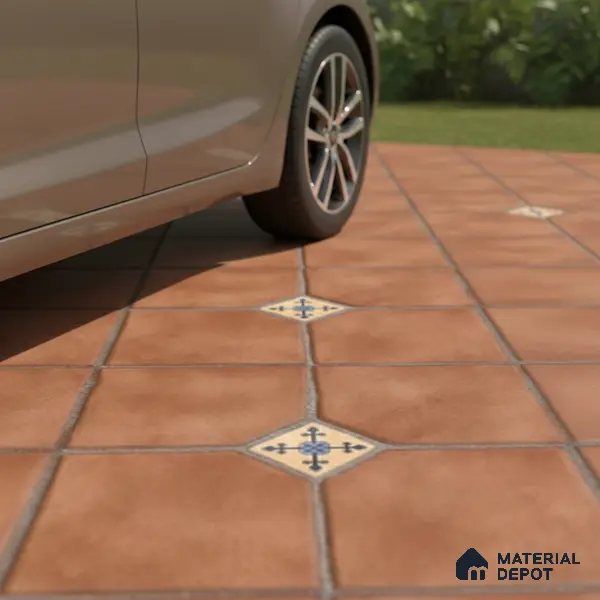 Parking Stone Floor Tile TL 08192 Castle Cotto 16 inch x 16 inch | Vitrified Anti Skid Matte Finish Heavy Duty Tile - 12 mm | Suitable For High Traffic Areas, Parking, Balcony | Pattern Alignment May Vary | 2-3 mm Spacer is Mandatory