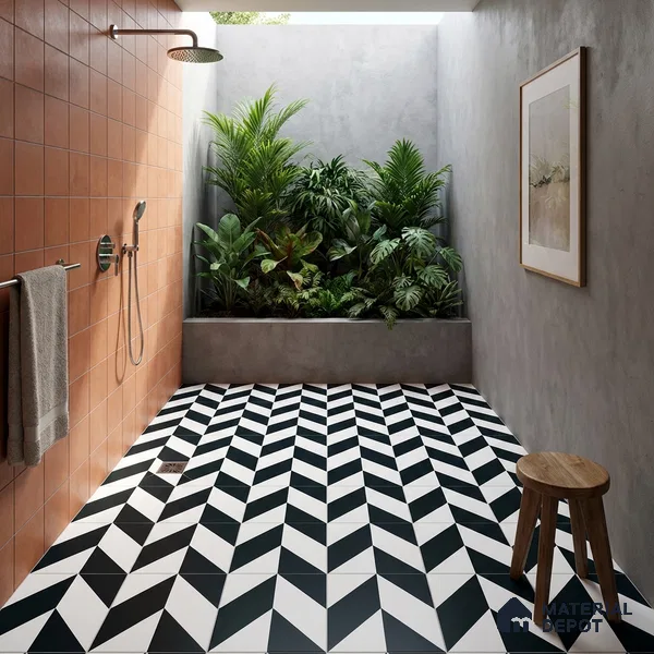 Parking Moroccan Floor Tile TL 08193 CH-5 16 inch x 16 inch | Vitrified Anti Skid Matte Finish Heavy Duty Tile - 12 mm | Suitable For Bathroom, Parking, Balcony | Pattern Alignment May Vary | 2-3 mm Spacer is Mandatory