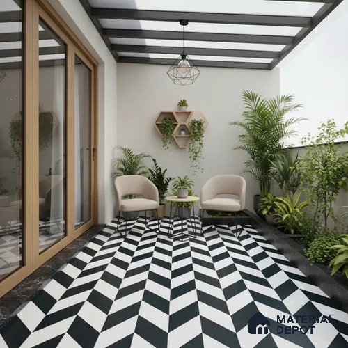Parking Moroccan Floor Tile TL 08193 CH-5 16 inch x 16 inch | Vitrified Anti Skid Matte Finish Heavy Duty Tile - 12 mm | Suitable For Bathroom, Parking, Balcony | Pattern Alignment May Vary | 2-3 mm Spacer is Mandatory
