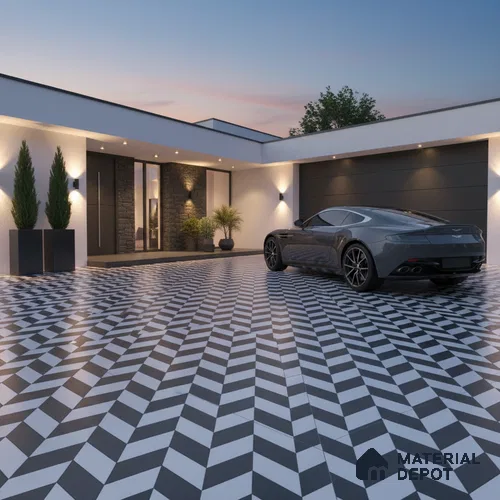 Parking Moroccan Floor Tile TL 08193 CH-5 16 inch x 16 inch | Vitrified Anti Skid Matte Finish Heavy Duty Tile - 12 mm | Suitable For High Traffic Areas, Parking, Balcony | Pattern Alignment May Vary | 2-3 mm Spacer is Mandatory
