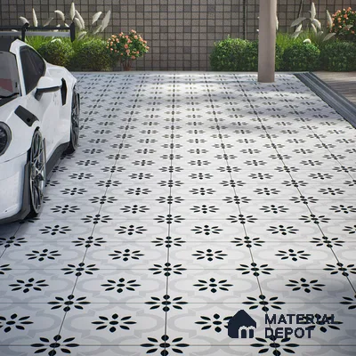 Parking Patterned Floor Tile TL 08194 CH-8 16 inch x 16 inch | Vitrified Anti Skid Matte Finish Heavy Duty Tile - 12 mm | Suitable For High Traffic Areas, Bathroom, Balcony | Pattern Alignment May Vary | 2-3 mm Spacer is Mandatory
