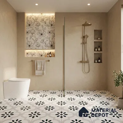 Parking Patterned Floor Tile TL 08194 CH-8 16 inch x 16 inch | Vitrified Anti Skid Matte Finish Heavy Duty Tile - 12 mm | Suitable For High Traffic Areas, Bathroom, Balcony | Pattern Alignment May Vary | 2-3 mm Spacer is Mandatory