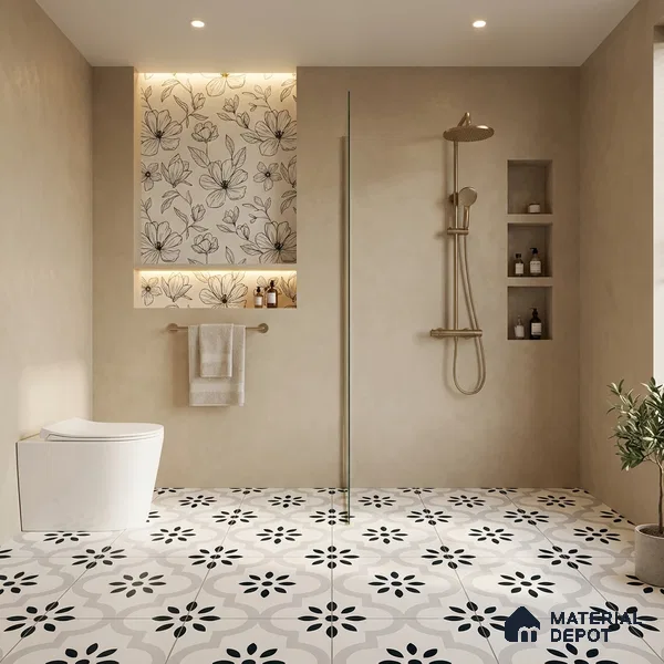 Parking Patterned Floor Tile TL 08194 CH-8 16 inch x 16 inch | Vitrified Anti Skid Matte Finish Heavy Duty Tile - 12 mm | Suitable For High Traffic Areas, Bathroom, Balcony | Pattern Alignment May Vary | 2-3 mm Spacer is Mandatory