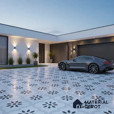 Parking Patterned Floor Tile TL 08194 CH-8 16 inch x 16 inch | Vitrified Anti Skid Matte Finish Heavy Duty Tile - 12 mm | Suitable For High Traffic Areas, Bathroom, Balcony | Pattern Alignment May Vary | 2-3 mm Spacer is Mandatory