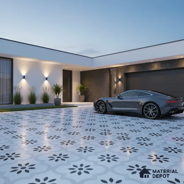 Parking Patterned Floor Tile TL 08194 CH-8 16 inch x 16 inch | Vitrified Anti Skid Matte Finish Heavy Duty Tile - 12 mm | Suitable For High Traffic Areas, Bathroom, Balcony | Pattern Alignment May Vary | 2-3 mm Spacer is Mandatory