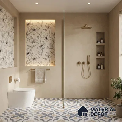 Parking Moroccan Floor Tile TL 08195 DC-1 16 inch x 16 inch | Vitrified Anti Skid Matte Finish Heavy Duty Tile - 12 mm | Suitable For High Traffic Areas, Parking, Balcony | Pattern Alignment May Vary | 2-3 mm Spacer is Mandatory