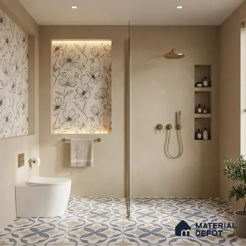 Parking Moroccan Floor Tile TL 08195 DC-1 16 inch x 16 inch | Vitrified Anti Skid Matte Finish Heavy Duty Tile - 12 mm | Suitable For High Traffic Areas, Parking, Balcony | Pattern Alignment May Vary | 2-3 mm Spacer is Mandatory