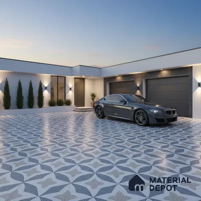 Parking Moroccan Floor Tile TL 08195 DC-1 16 inch x 16 inch | Vitrified Anti Skid Matte Finish Heavy Duty Tile - 12 mm | Suitable For High Traffic Areas, Parking, Balcony | Pattern Alignment May Vary | 2-3 mm Spacer is Mandatory