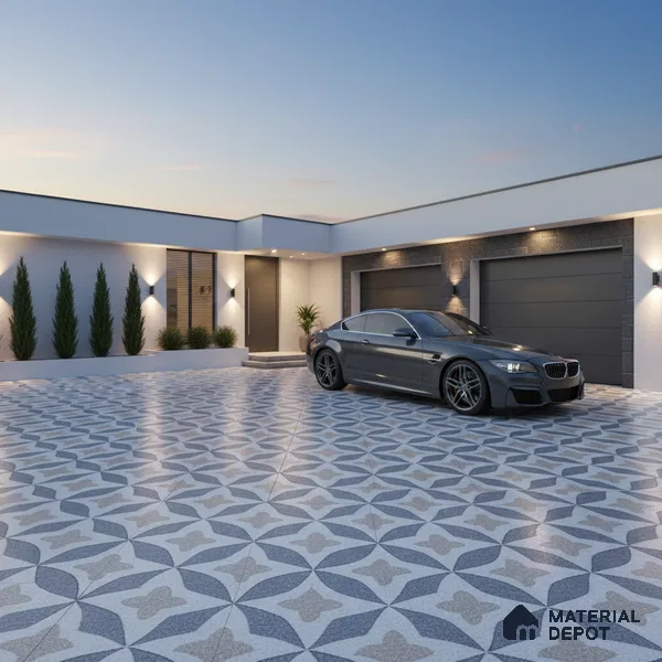 Parking Moroccan Floor Tile TL 08195 DC-1 16 inch x 16 inch | Vitrified Anti Skid Matte Finish Heavy Duty Tile - 12 mm | Suitable For High Traffic Areas, Parking, Balcony | Pattern Alignment May Vary | 2-3 mm Spacer is Mandatory