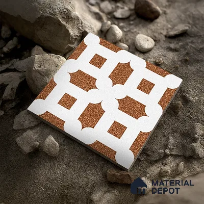 Parking Patterned Floor Tile TL 08198 DC-24 16 inch x 16 inch | Vitrified Anti Skid Matte Finish Heavy Duty Tile - 12 mm | Suitable For High Traffic Areas, Parking, Balcony | Pattern Alignment May Vary | 2-3 mm Spacer is Mandatory
