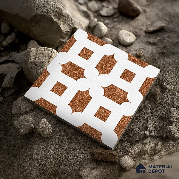 Parking Patterned Floor Tile TL 08198 DC-24 16 inch x 16 inch | Vitrified Anti Skid Matte Finish Heavy Duty Tile - 12 mm | Suitable For High Traffic Areas, Parking, Balcony | Pattern Alignment May Vary | 2-3 mm Spacer is Mandatory