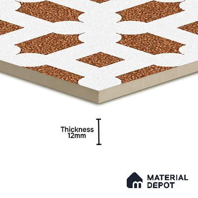 Parking Patterned Floor Tile TL 08198 DC-24 16 inch x 16 inch | Vitrified Anti Skid Matte Finish Heavy Duty Tile - 12 mm | Suitable For High Traffic Areas, Parking, Balcony | Pattern Alignment May Vary | 2-3 mm Spacer is Mandatory