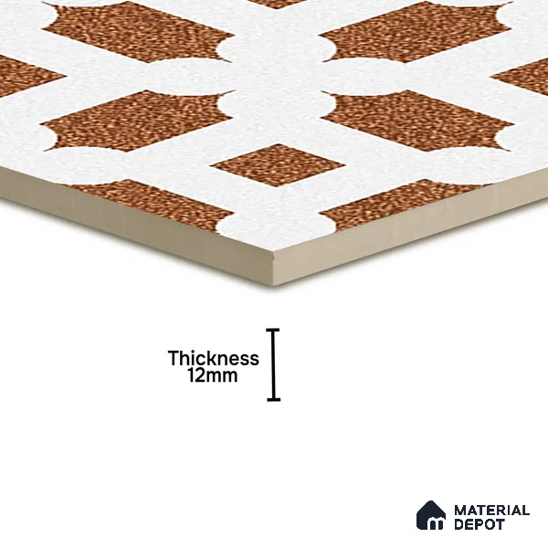 Parking Patterned Floor Tile TL 08198 DC-24 16 inch x 16 inch | Vitrified Anti Skid Matte Finish Heavy Duty Tile - 12 mm | Suitable For High Traffic Areas, Parking, Balcony | Pattern Alignment May Vary | 2-3 mm Spacer is Mandatory