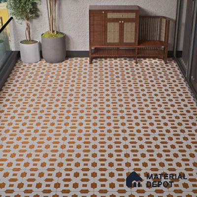 Parking Patterned Floor Tile TL 08198 DC-24 16 inch x 16 inch | Vitrified Anti Skid Matte Finish Heavy Duty Tile - 12 mm | Suitable For High Traffic Areas, Parking, Balcony | Pattern Alignment May Vary | 2-3 mm Spacer is Mandatory