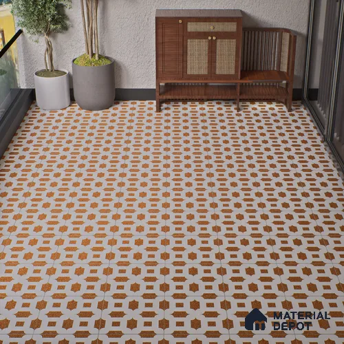 Parking Patterned Floor Tile TL 08198 DC-24 16 inch x 16 inch | Vitrified Anti Skid Matte Finish Heavy Duty Tile - 12 mm | Suitable For High Traffic Areas, Parking, Balcony | Pattern Alignment May Vary | 2-3 mm Spacer is Mandatory