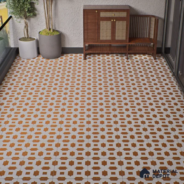 Parking Patterned Floor Tile TL 08198 DC-24 16 inch x 16 inch | Vitrified Anti Skid Matte Finish Heavy Duty Tile - 12 mm | Suitable For High Traffic Areas, Parking, Balcony | Pattern Alignment May Vary | 2-3 mm Spacer is Mandatory