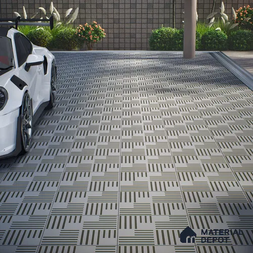 Parking Patterned Floor Tile TL 08200 B DC-28 16 inch x 16 inch | Vitrified Anti Skid Matte Finish Heavy Duty Tile - 12 mm | Suitable For High Traffic Areas, Parking, Balcony | Pattern Alignment May Vary | 2-3 mm Spacer is Mandatory