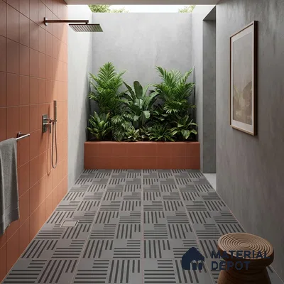 Parking Patterned Floor Tile TL 08200 B DC-28 16 inch x 16 inch | Vitrified Anti Skid Matte Finish Heavy Duty Tile - 12 mm | Suitable For High Traffic Areas, Parking, Balcony | Pattern Alignment May Vary | 2-3 mm Spacer is Mandatory