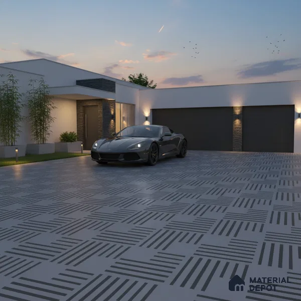 Parking Patterned Floor Tile TL 08200 B DC-28 16 inch x 16 inch | Vitrified Anti Skid Matte Finish Heavy Duty Tile - 12 mm | Suitable For High Traffic Areas, Parking, Balcony | Pattern Alignment May Vary | 2-3 mm Spacer is Mandatory