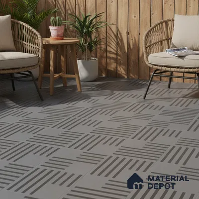 Parking Patterned Floor Tile TL 08200 B DC-28 16 inch x 16 inch | Vitrified Anti Skid Matte Finish Heavy Duty Tile - 12 mm | Suitable For High Traffic Areas, Parking, Balcony | Pattern Alignment May Vary | 2-3 mm Spacer is Mandatory