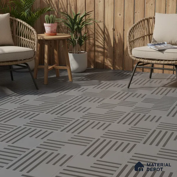 Parking Patterned Floor Tile TL 08200 B DC-28 16 inch x 16 inch | Vitrified Anti Skid Matte Finish Heavy Duty Tile - 12 mm | Suitable For High Traffic Areas, Parking, Balcony | Pattern Alignment May Vary | 2-3 mm Spacer is Mandatory