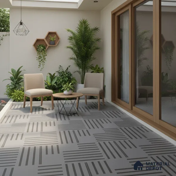 Parking Patterned Floor Tile TL 08200 B DC-28 16 inch x 16 inch | Vitrified Anti Skid Matte Finish Heavy Duty Tile - 12 mm | Suitable For High Traffic Areas, Parking, Balcony | Pattern Alignment May Vary | 2-3 mm Spacer is Mandatory