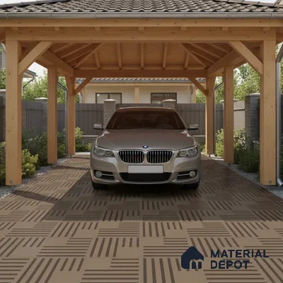 Parking Patterned Floor Tile TL 08200 DC-27 16 inch x 16 inch | Vitrified Anti Skid Matte Finish Heavy Duty Tile - 12 mm | Suitable For High Traffic Areas, Parking, Bathroom | Pattern Alignment May Vary | 2-3 mm Spacer is Mandatory